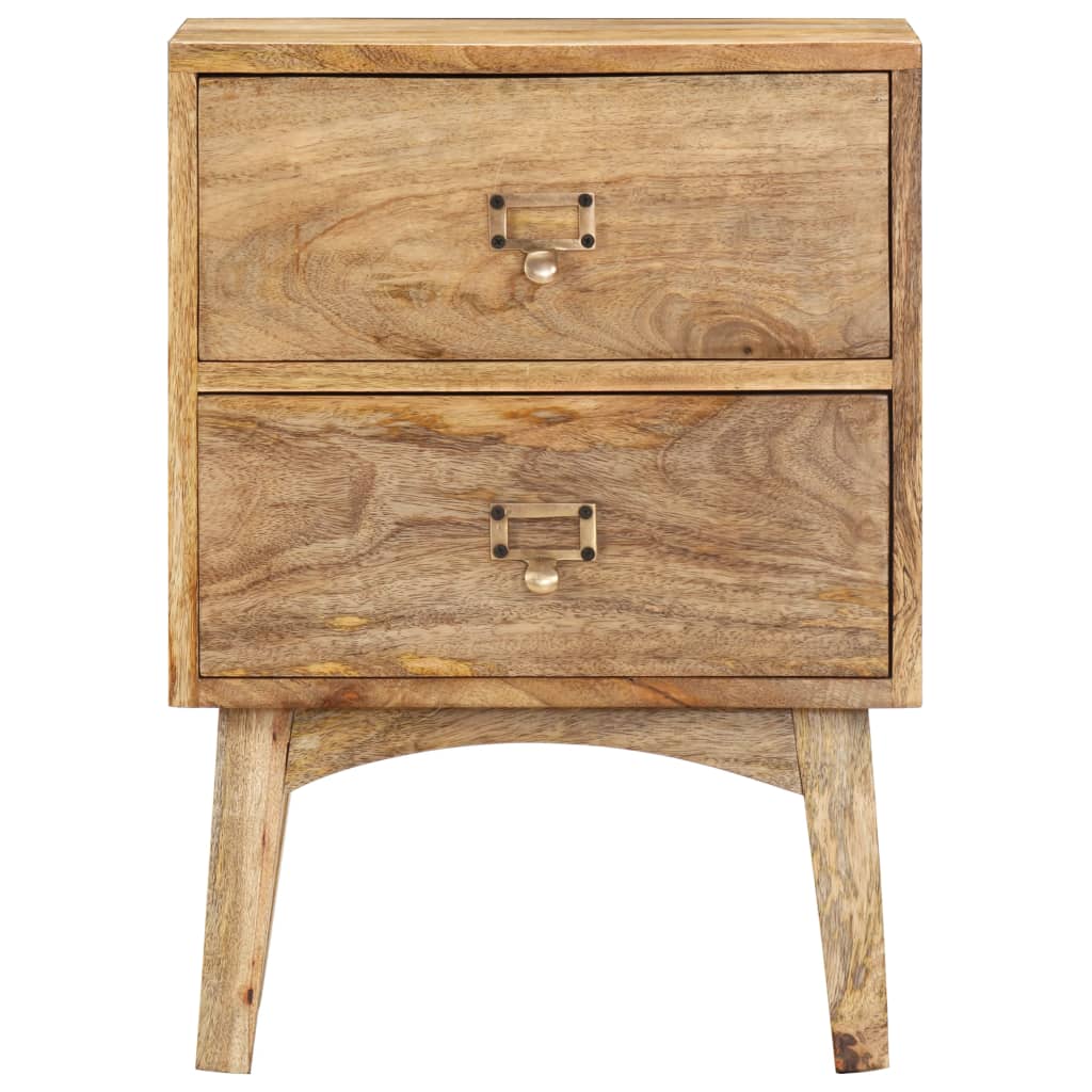 Handmade Solid Mango Wood Bedside Table with Two Drawers Aura Alcove Design